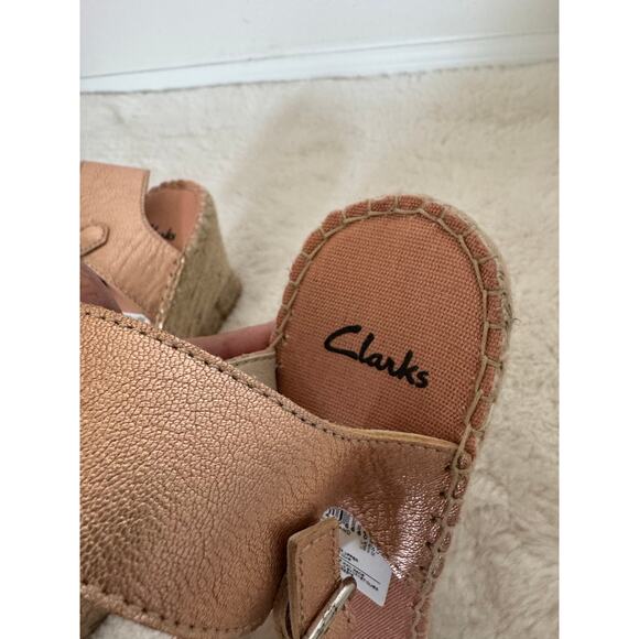 Clarks Rose Gold Leather Espadrille Wedge Sandals – Women’s 9 – NWOT - Picture 5 of 12